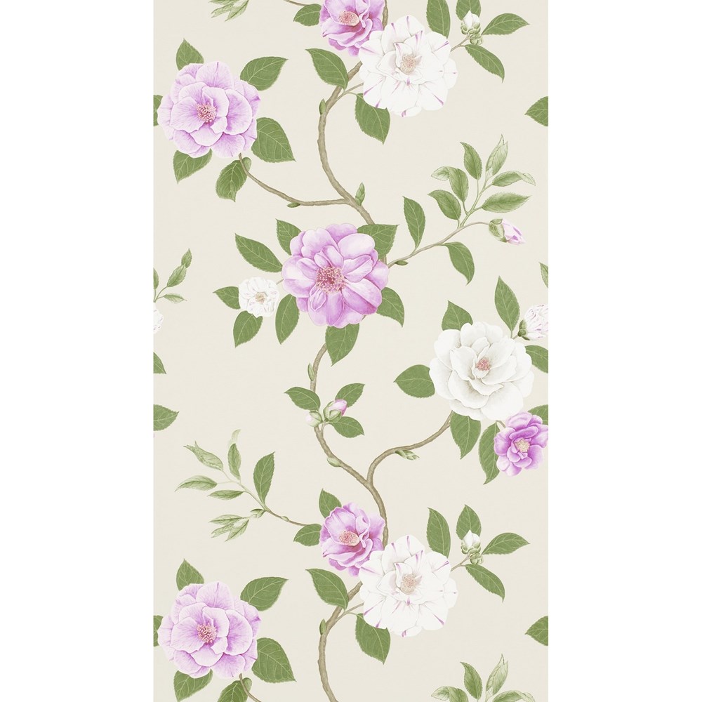 Christabel Wallpaper 213375 by Sanderson in Amethyst Ivory White